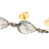 Rose diamond drop earrings in silver and gold-Earrings-The Antique Ring Shop