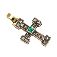 Rose diamond and emerald cross
