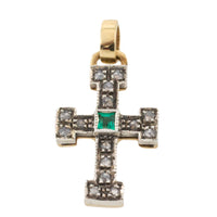 Rose diamond and emerald cross