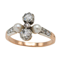 Antique rose diamond and pearl ring in silver and gold-Antique rings-The Antique Ring Shop