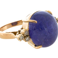 Cabochon tanzanite and diamond ring-Vintage Rings-The Antique Ring Shop
