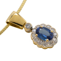 Sapphire and diamond pendant on omega collier-Necklaces-The Antique Ring Shop