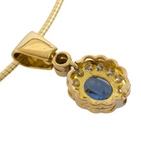 Sapphire and diamond pendant on omega collier-Necklaces-The Antique Ring Shop