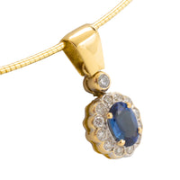 Sapphire and diamond pendant on omega collier-Necklaces-The Antique Ring Shop