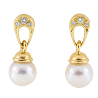 Pearl and diamond earrings in 18 carat gold-Earrings-The Antique Ring Shop