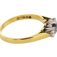 Three stone sapphire and diamond ring in 18 carat gold-engagement rings-The Antique Ring Shop