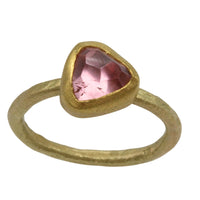 Textured light pink tourmaline ring in 14 carat gold-Vintage Rings-The Antique Ring Shop
