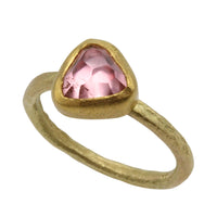 Textured light pink tourmaline ring in 14 carat gold-Vintage Rings-The Antique Ring Shop