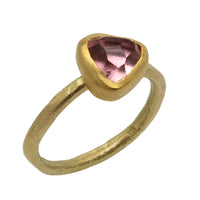Textured light pink tourmaline ring in 14 carat gold-Vintage Rings-The Antique Ring Shop