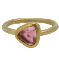 Textured light pink tourmaline ring in 14 carat gold-Vintage Rings-The Antique Ring Shop