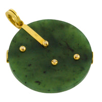 Jade pendant in 18 carat gold with diamonds-Pendants-The Antique Ring Shop