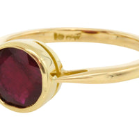 Ruby solitaire ring in 18 carat gold-engagement rings-The Antique Ring Shop