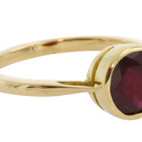 Ruby solitaire ring in 18 carat gold-engagement rings-The Antique Ring Shop