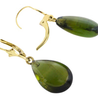 Green tourmaline pendant earrings-Earrings-The Antique Ring Shop