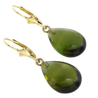 Green tourmaline pendant earrings-Earrings-The Antique Ring Shop