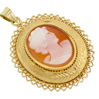 Cameo pendant in 14 carat gold-Pendants-The Antique Ring Shop