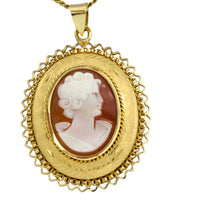 Cameo pendant in 14 carat gold-Pendants-The Antique Ring Shop