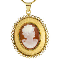 Cameo pendant in 14 carat gold-Pendants-The Antique Ring Shop