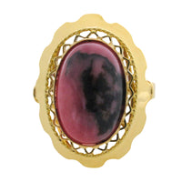 Rhodochrosite ring in 14 carat gold-Vintage Rings-The Antique Ring Shop
