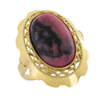 Rhodochrosite ring in 14 carat gold-Vintage Rings-The Antique Ring Shop