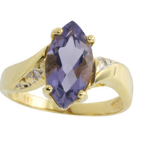 Iolite and diamond ring in 14 carat gold
