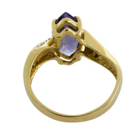 Iolite and diamond ring in 14 carat gold