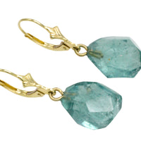 Faceted teel colored tourmaline earrings