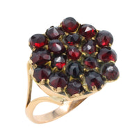 Garnet cluster ring in 14 carat gold