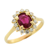 Ruby and diamond ring in 18 carat gold-engagement rings-The Antique Ring Shop