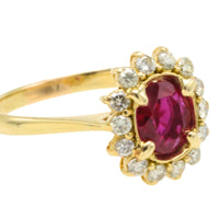 Ruby and diamond ring in 18 carat gold-engagement rings-The Antique Ring Shop