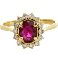 Ruby and diamond ring in 18 carat gold-engagement rings-The Antique Ring Shop
