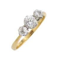 Three stone diamond ring in 18 carat gold