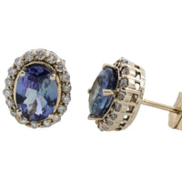 Tanzanite and diamond studs in 14 carat gold-Earrings-The Antique Ring Shop