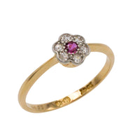 Edwardian old cut diamond and ruby ring in 18 carat gold