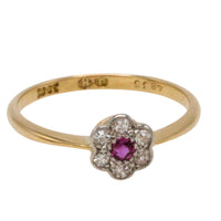 Edwardian old cut diamond and ruby ring in 18 carat gold