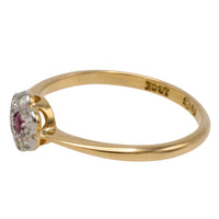 Edwardian old cut diamond and ruby ring in 18 carat gold