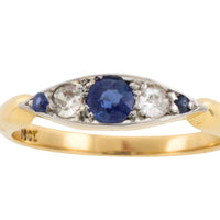 Edwardiaanse ring met saffier en diamant