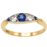 Edwardiaanse ring met saffier en diamant