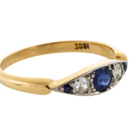 Edwardiaanse ring met saffier en diamant