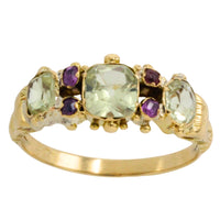 Victoriaanse ring met chrysoberyl en toermalijn