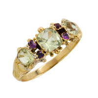 Victoriaanse ring met chrysoberyl en toermalijn