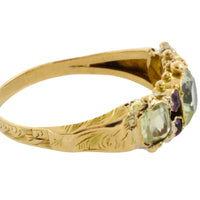 Victoriaanse ring met chrysoberyl en toermalijn