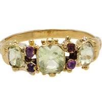 Victoriaanse ring met chrysoberyl en toermalijn