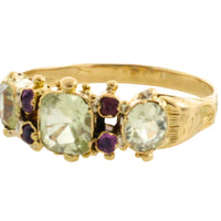 Victoriaanse ring met chrysoberyl en toermalijn