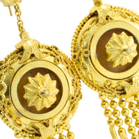 Victorian gold plated Etruscan style earrings-Earrings-The Antique Ring Shop