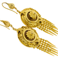Victorian gold plated Etruscan style earrings-Earrings-The Antique Ring Shop