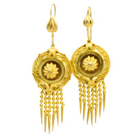 Victorian gold plated Etruscan style earrings-Earrings-The Antique Ring Shop