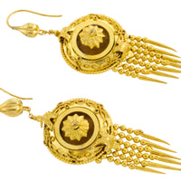 Victorian gold plated Etruscan style earrings-Earrings-The Antique Ring Shop