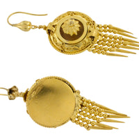 Victorian gold plated Etruscan style earrings-Earrings-The Antique Ring Shop