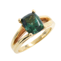 Green tourmaline ring in 14 carat gold-Vintage Rings-The Antique Ring Shop